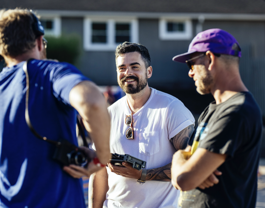 Chris on set